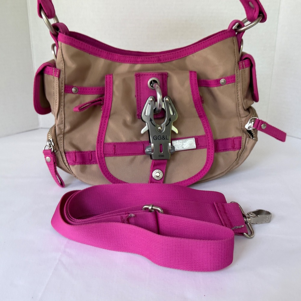George Gina & Lucy Hush-Hush Bag Women Small Tan Pink Good Utility Shoulder Bag